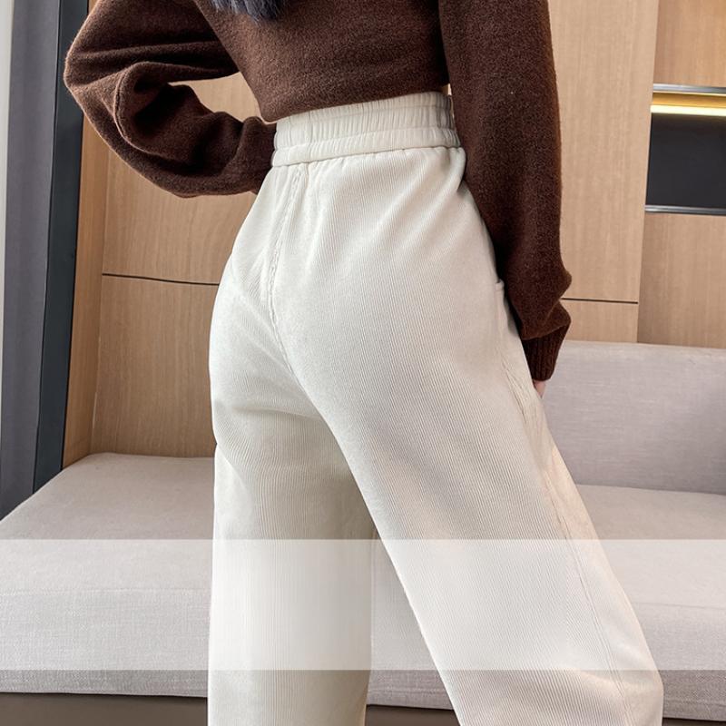 Bílé kalhoty se širokými nohavicemi pro ženy, podzimní a zimní novinka s vysokým pasem, splývavé, špičkové, ležérní, rovné, úzké vlněné banánové kalhoty