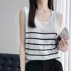 Mulheres Regata Listrada MODERNO NOVA SAGA Verão Camiseta Sem Mangas Top de Malha Casual Colete Feminino Gola O