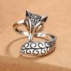 Anillo Vintage de Plata 925 Ajustable Zorro para Mujer Hermoso Anillo Moda Boda Compromiso Joyería Fiesta Regalos para Mujer