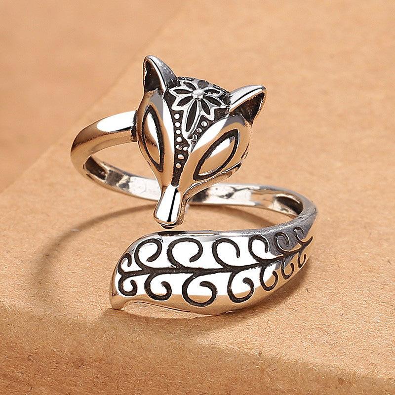 925 Silver Vintage Ring Adjustable Fox for Women Beautiful Ring Fashion Wedding Engagement Jewelry Party Women Gifts resizable