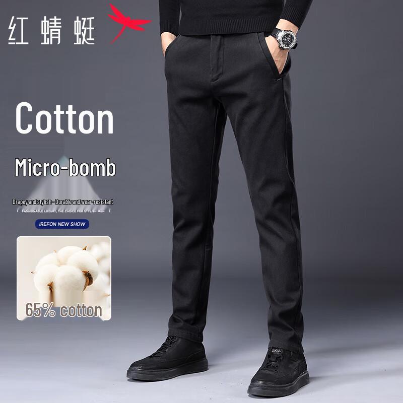 

RED DRAGONFLY Men s Thick Warm Cotton Blend Straight Fit Casual Pants 33