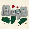 European/American Christmas Family Matching Pajamas Set - Holiday Plaid & Letter Print Long Sleeve Homewear