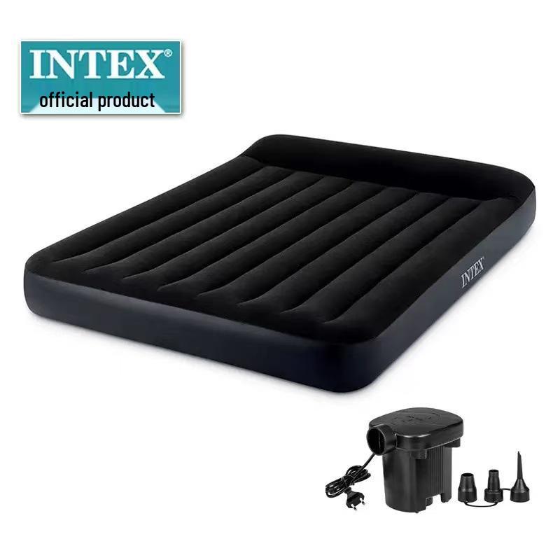 Intex Double Air Mattress with Built-in Pillow - Portable, Thickened, and Simplified Design