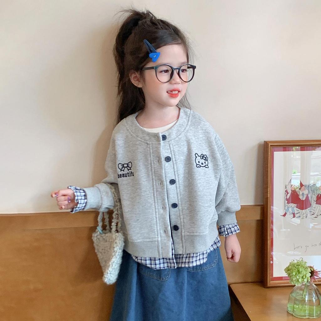 Stylový dívčí kardigan: Jaro/Podzim 2025 Nová Módní Svrchní Oblečení pro Holčátka