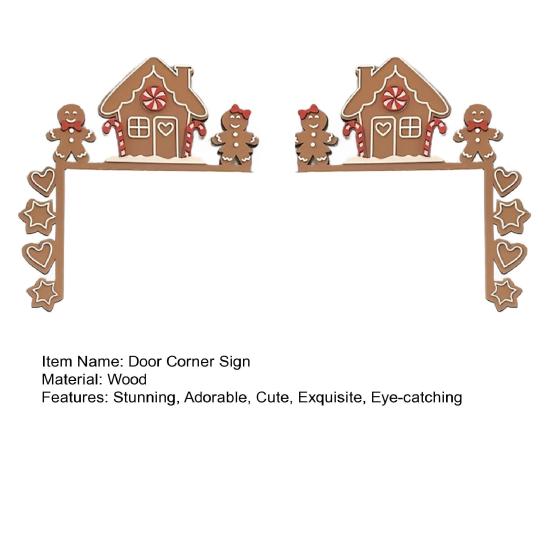 2 Pcs Christmas Gingerbread Door Toppers Wood Gingerbread Man Door Corner Sign for Door Frame Cabinet Shelf Window Wall Xmas Home Office Kitchen Decor