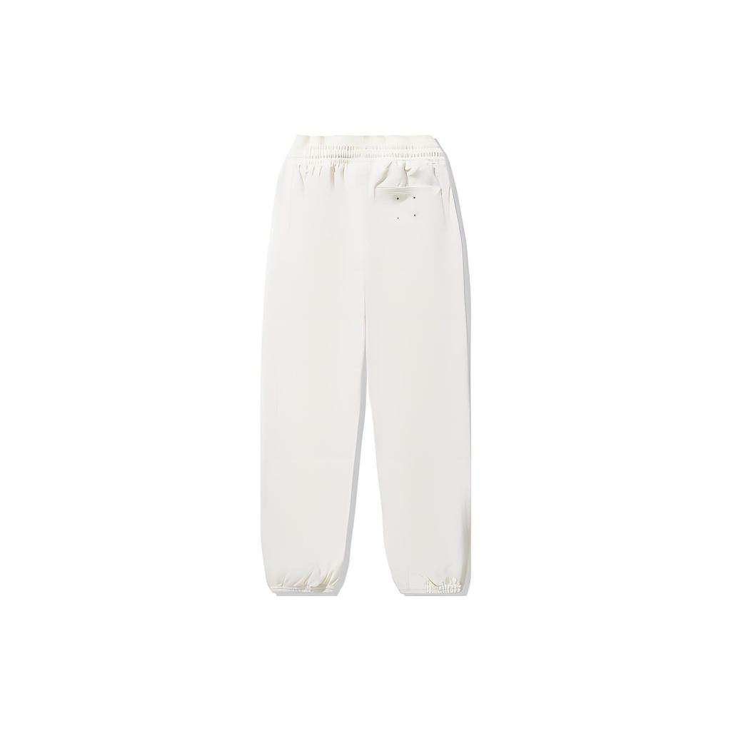 Li Ning Reignite Series Solid Color Loose Fit Knit Sports Pants Women Bottoms Off-White AKXU108-1