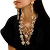 Multilayer Flower Beaded Pendant Baroque Fashion Jewelry Sets Tassels Necklaces Earrings  Bridal