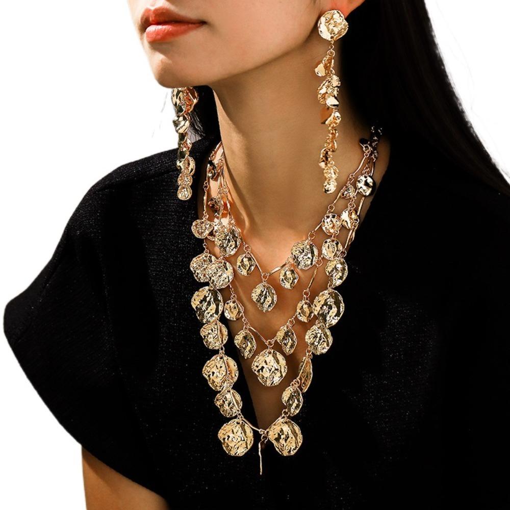 Vintage Flower Beaded Pendant Baroque Fashion Jewelry Sets Tassels Necklaces Earrings  Women