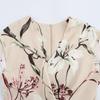 Rochie de primăvară 2025 pentru femei, cu imprimeu floral, decolteu în V, mâneci scurte - Stil european și american