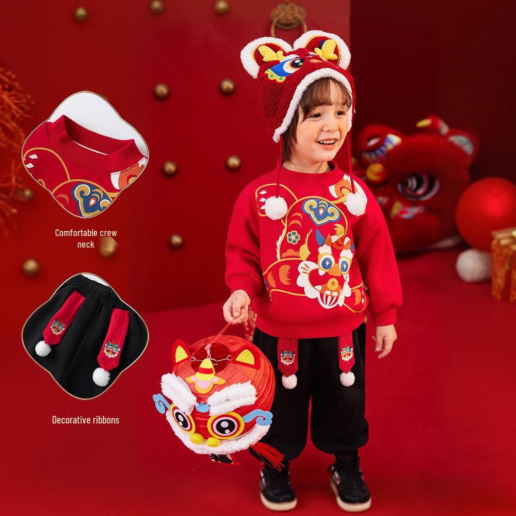 Dudu Family Winter New Year Set: Children's Two-Piece Outfit for Boys and Girls