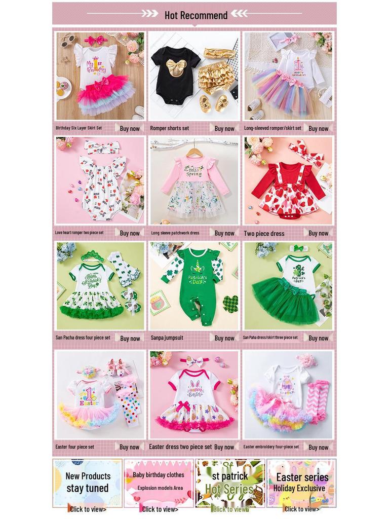 1st Birthday Outfit for Baby Girls: Sleeveless Romper, Skirt, and Bottoms Set