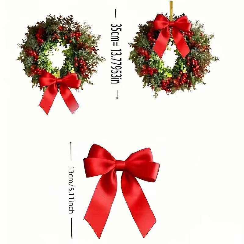 Red Christmas Berry Wreath with Bow and Eucalyptus