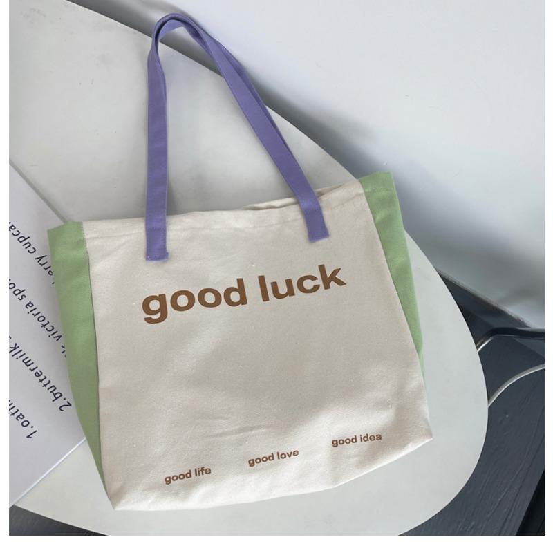 Canvas Bag Female Single Shoulder Patchwork Colorful Macaron Summer Light and Breathable Large Capacity Shoulder Tote Bag