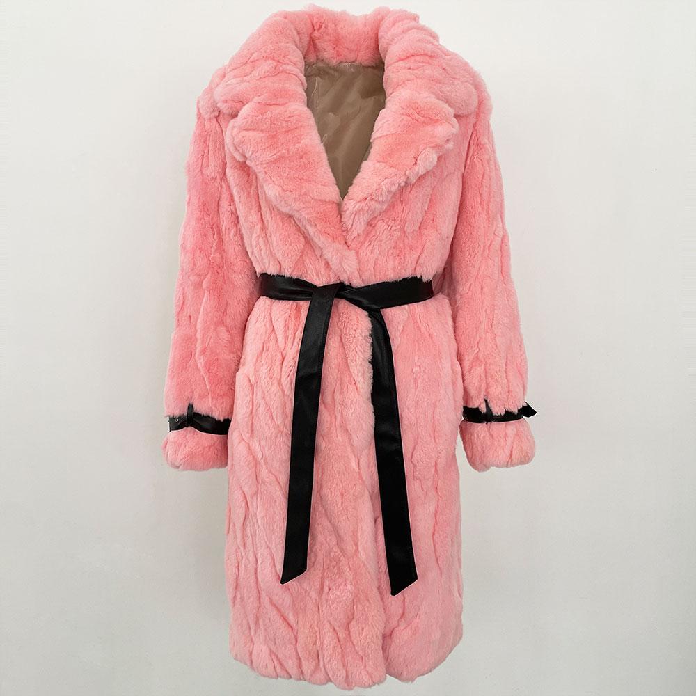 OFTBUY 2024 Winter Warm Plush Fur Top Women Jacket Long Real Fur Natural Rabbit Fur Coat Fashion New Style Can Be Customized