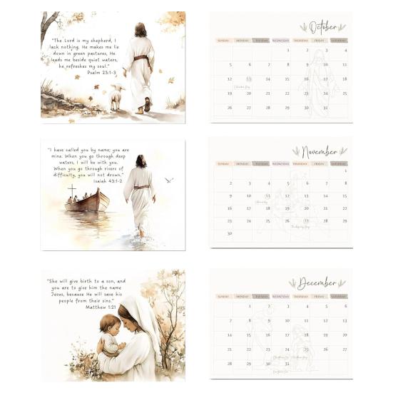 2025 לוח שנה קיר ישו אמנות דתית לוח שנה קיר פסוקי תנ"ך תלוי לוח שנה חודשי לאוהבי ישו