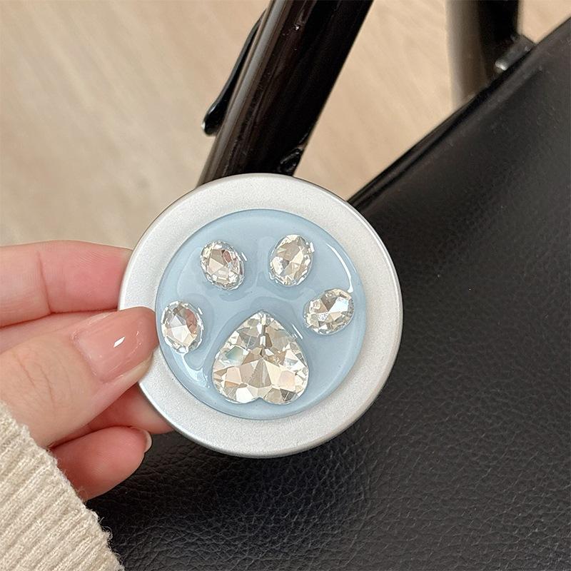 Round Solid Color Small Fresh Magnetic Attraction Suitable For Magsafe Mobile Phone Airbag Bracket Rhinestone Creative Cat Claw Telescopic