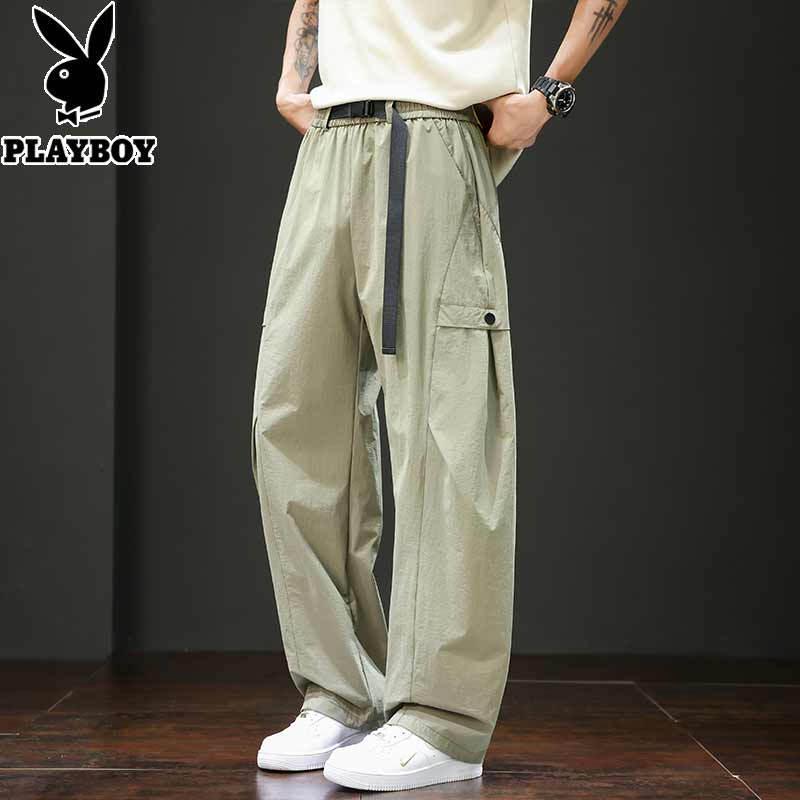 PLAYBOY Men's Loose Straight Leg Casual Parachute Pants