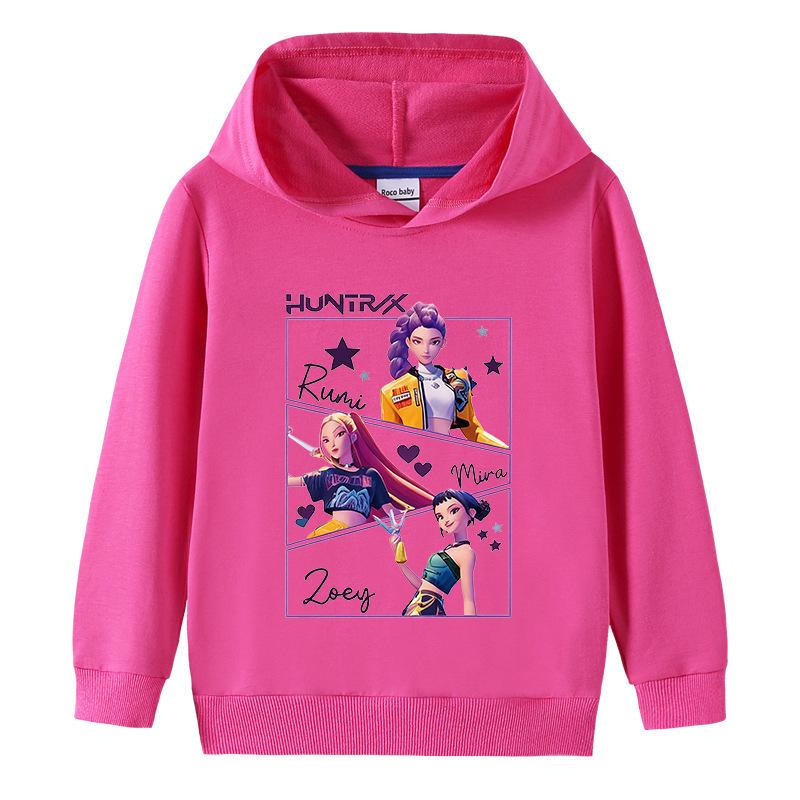 Kid's Loose Casual Pullover Hoodie KPop Demon Hunter Street Fashion Printed Top