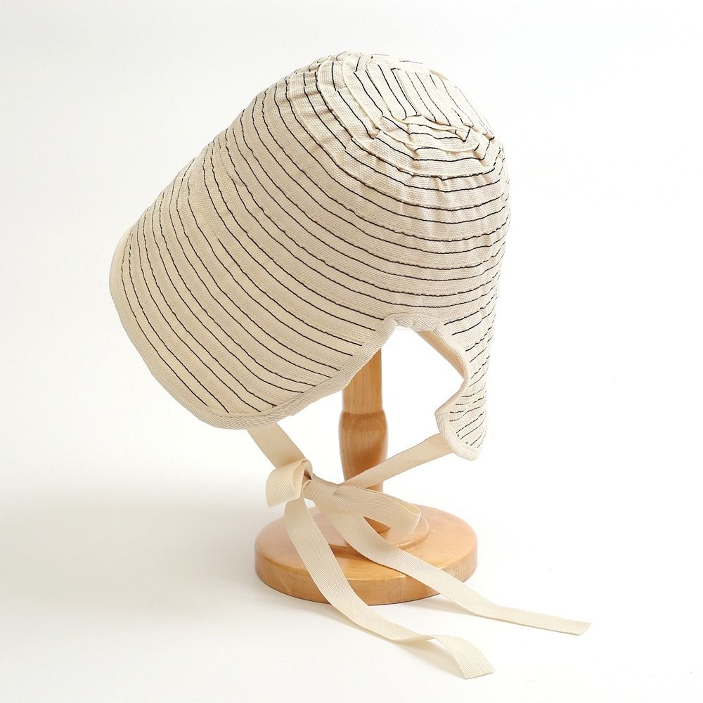 Ribbon Women Striped Fisherman Hat Solid Color Sunshade Hat Casual Sunscreen Visor Cap  Ladies