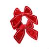 Plush Textured Christmas Bowknots Double Pack Decorative Accent For Festival Home Decors And Retail Window Displays