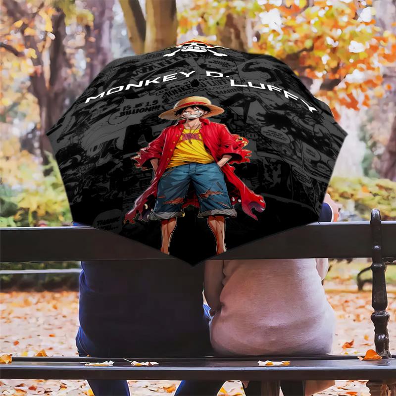 1 Adet Otomatik Katlanır Şemsiye - Luffy D Desenli Taşınabilir Katlanabilir Tasarım 8 Kemerli Noel Doğum Günü Hediyeleri