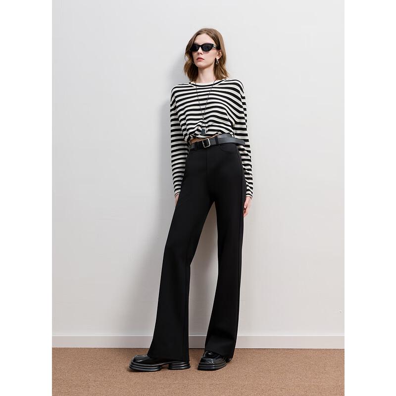 

Sancai 2025 Autumn Slim-Fit Black Micro-Flare Pants S