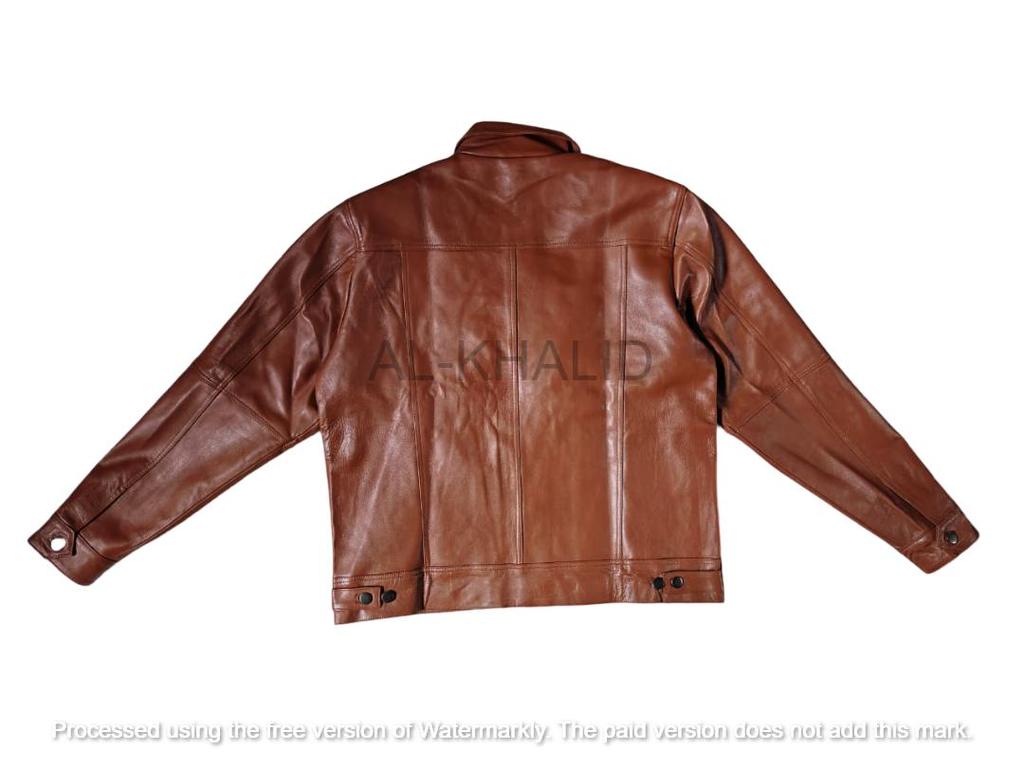 Klasická stylová formální příležitostná pánská košile z pravé jehněčí kůže hnědé ručně vyráběné