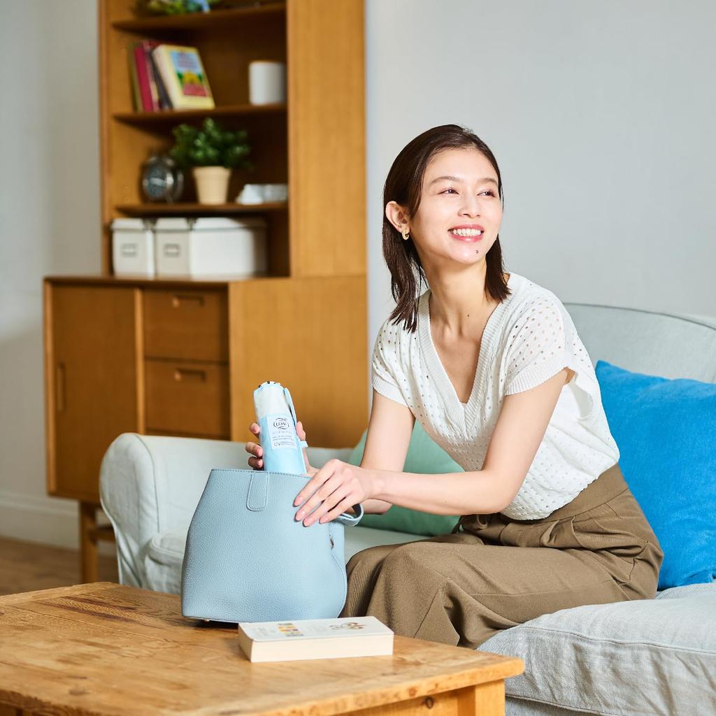 Umbrella That Folds In 3 Heat Light UV for Both Sunny and Rainy Shape Easy To Folding Ribs Turquoise Blue [Moonbat] Seconds, Urawaza, Parasol,