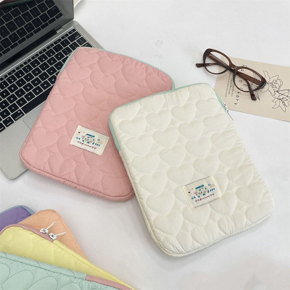 Love Plaid Laptop Storage Bag Quilted Tablet Sleeve Pouch Korean Style Computer Bag  For Women