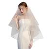 Korean Style Double Layer Comb Bridal Veil with Elastic Net Edge for Short Travel Photo Shoots