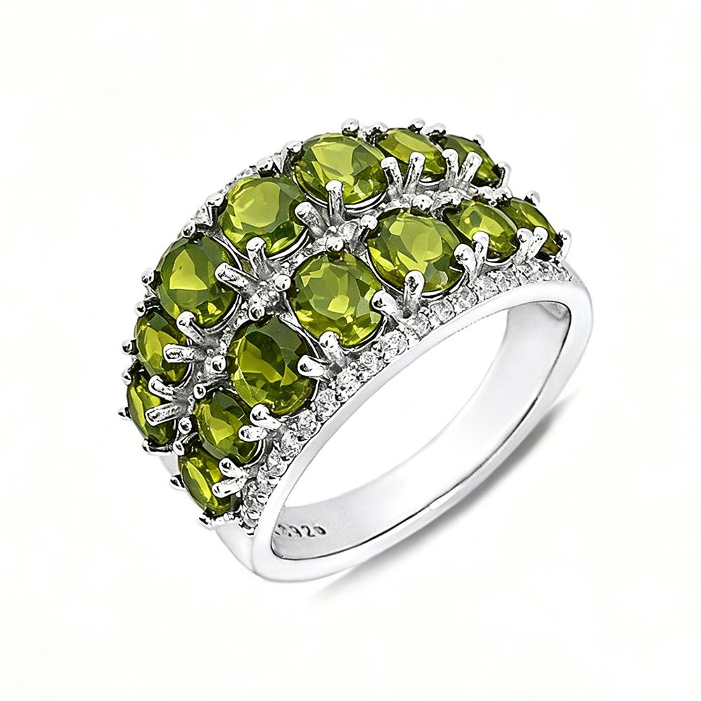 Natural Peridot 925 Sterling Silver Ring Classic Design August Birthstone Fine Jewelry Gift for Mom Festive And Birthday US RING SIZE:7#