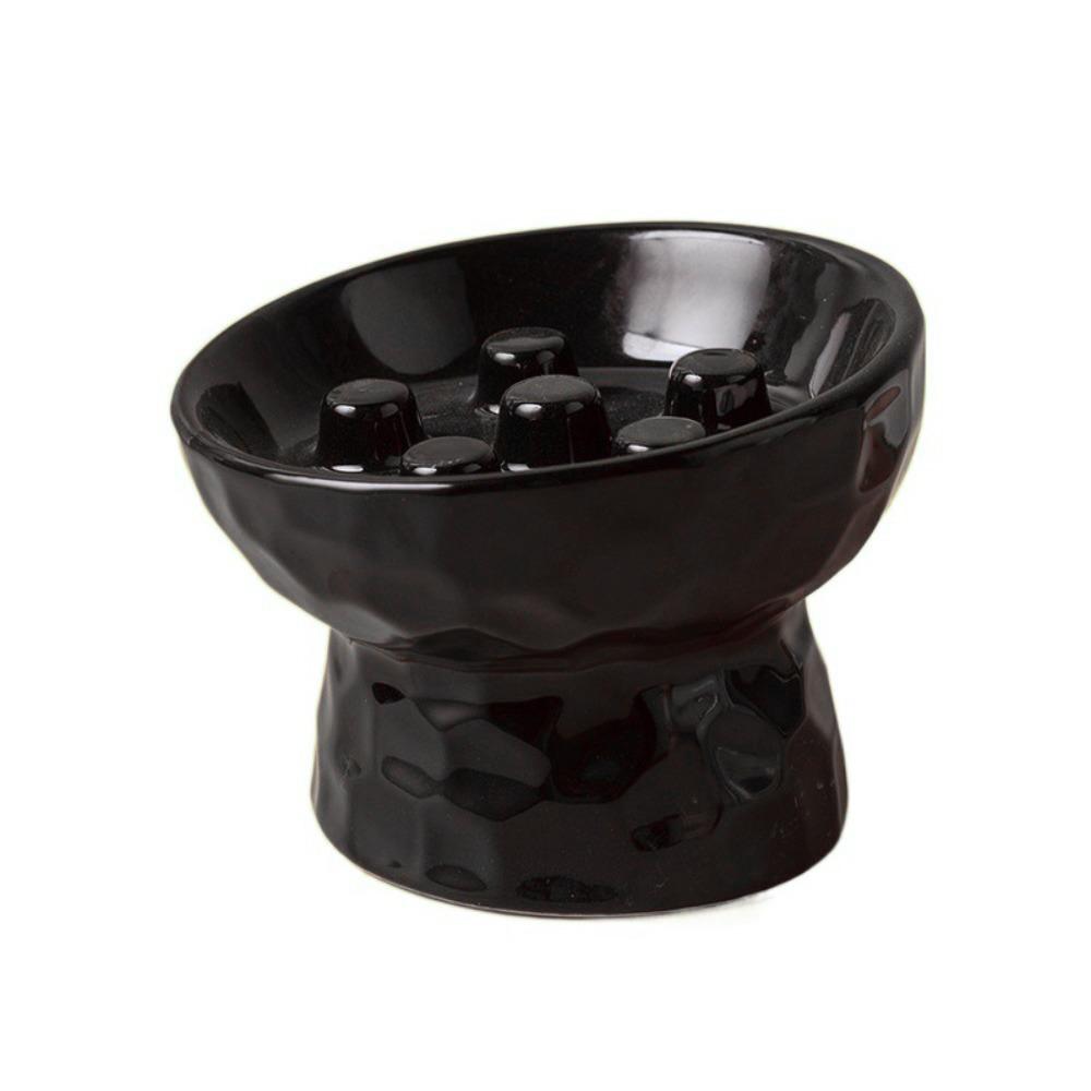 Ceramic Cat Slow Feeder Bowl Slanted Mouth Pet Drinking Eating Feeder for Kitten/Puppy/Bunny