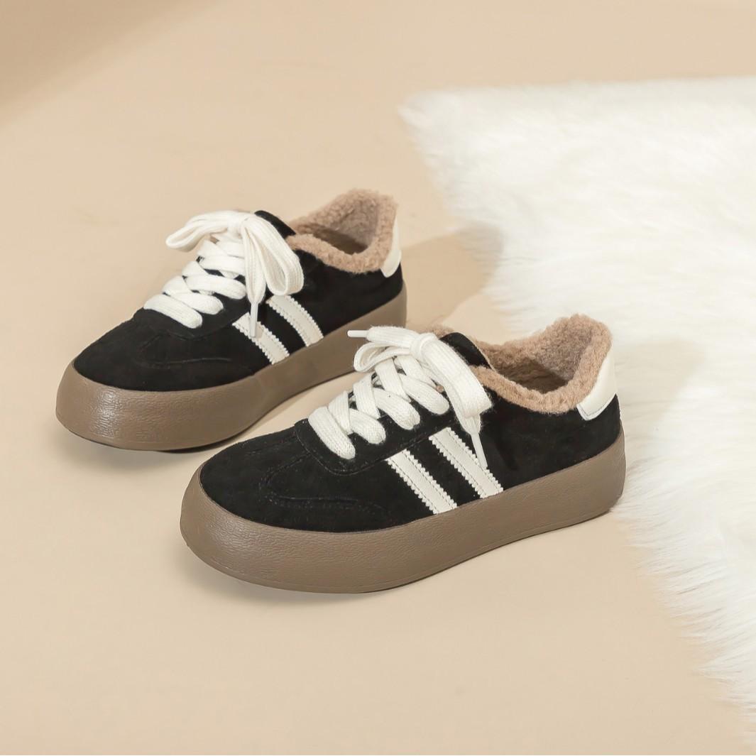 Belle lamb wool plush board shoes platform shoes winter warm cotton shoes student moral training shoes 35