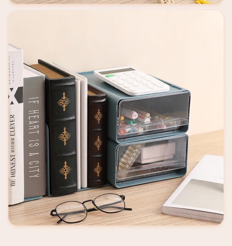 Transparent Multi-Grid Desk Organizer & Cosmetic Storage Drawer
