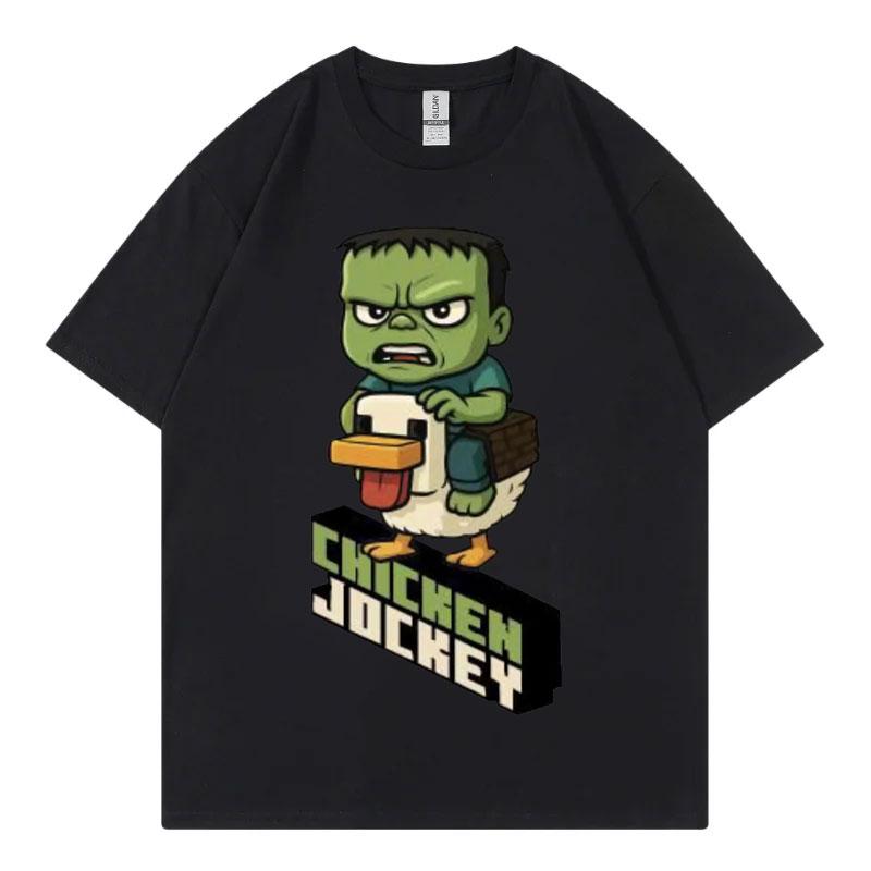 

Funny Chicken Jockey Graphic T Shirt Men Women Cartoon Fashion Short Sleeve T-shirt Summer Casual 100% Cotton Oversized T-shirts M