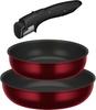 Thermos Durable Series 3-Piece Detachable Frying Pan Set (DA), Induction and Gas Compatible, Deep Red, Frying Pan Is Dishwasher Safe (KSD-3A DR)