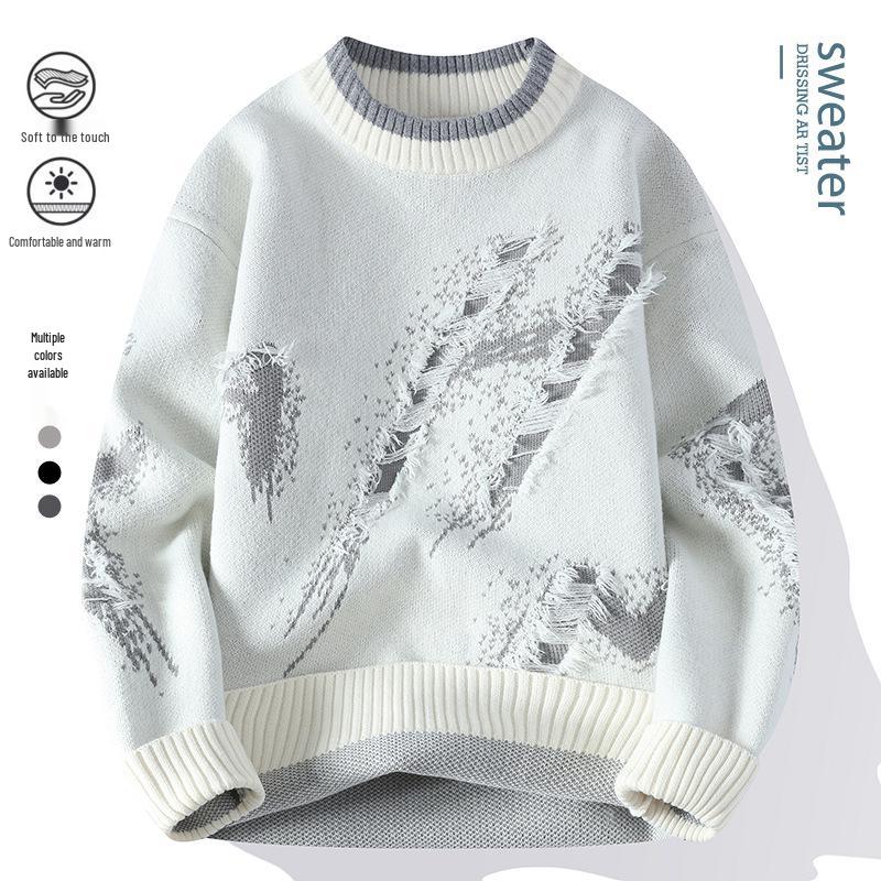 

Чоловічий зимовий молодіжний студентський в язаний светр з круглим вирізом - Гарячий розпродаж 2024 4XL синій