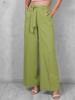 Women Tie Waist Wide Leg Pants Solid Color Casual Loose Fit Long Trousers