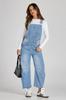 Womens Denim Bib Overalls Barrel Leg Baggy Jean Jumpsuit With Pockets