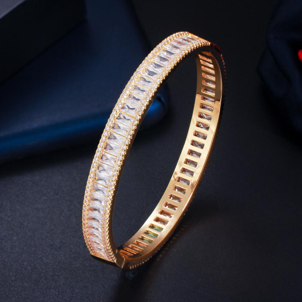 Classic Ladder Zircon Electroplated Real Gold Platinum Bracelet Bracelet Jewelry