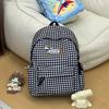 Schoolbagins Cartoon Puppy Backpack Women's Fashion Versatile Plaid Student School Bag Large Capacity Casual Backpack