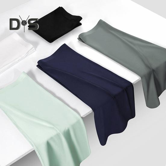 Men Boxer Underwear Elastic Mid-Waist Design Breathable Summer Ice Silk Shorts Panties Solid Color U-Convex Seamless Panties
