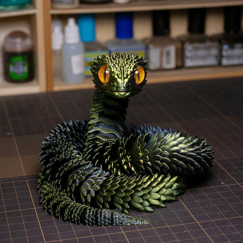 

3D Printed Snake Rotatable Articulated Snake Joint Mobility Animal Simulation Model Office Desktop Ornament Home Decor Kids Gift 30cm