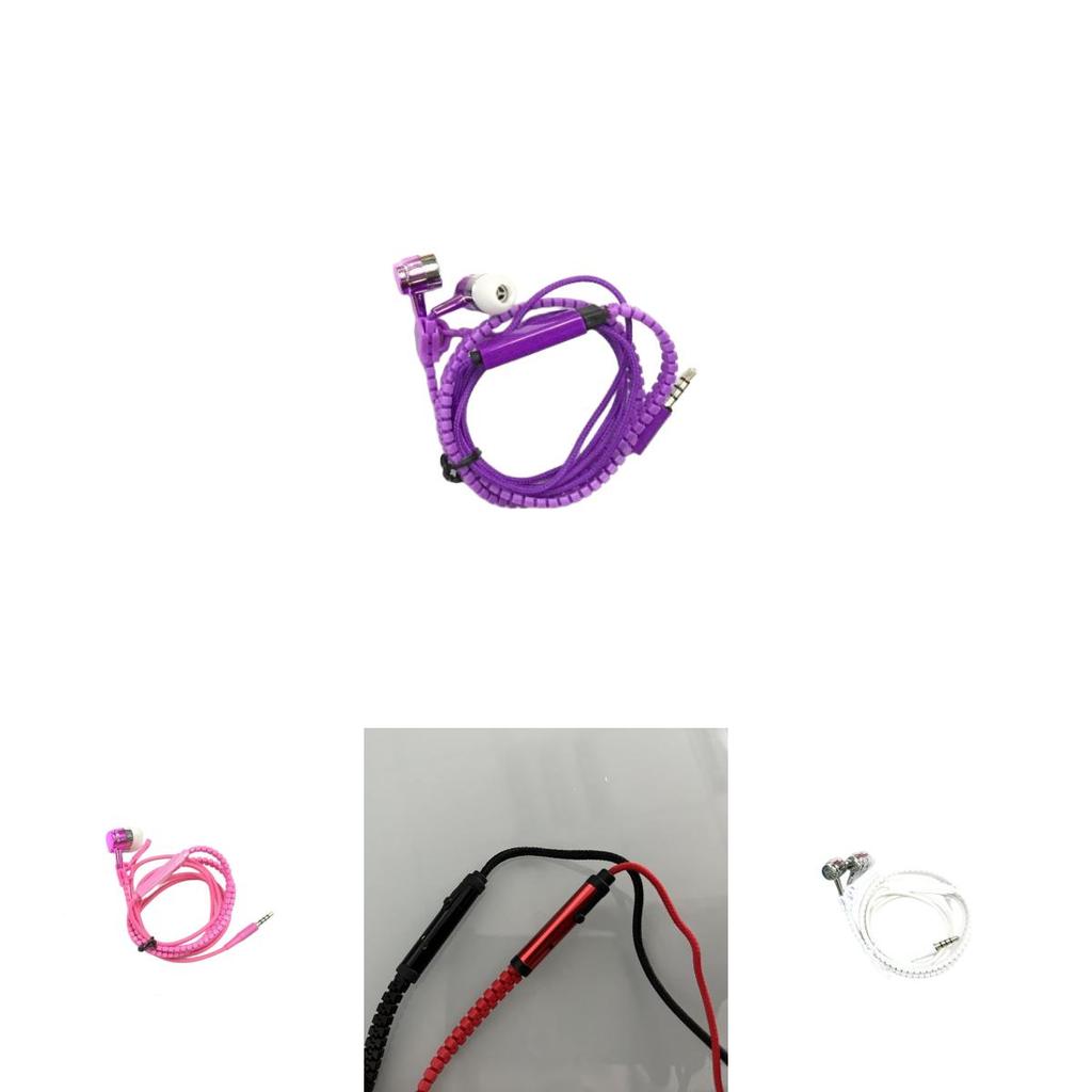 Metal Zipper Earphones With Microphone For Mobile Phone Listening And Call Control
