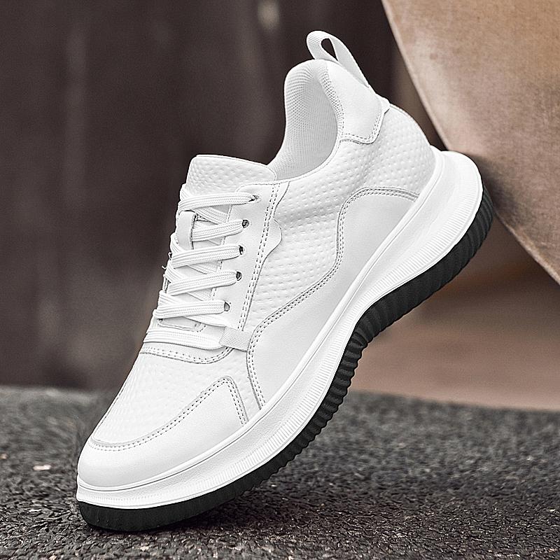 Elevator Shoes Men 6cm 8cm Lifting Leather Shoes White Black Platform Male Sneakers Hidden Height Increase Sports Casual Shoes