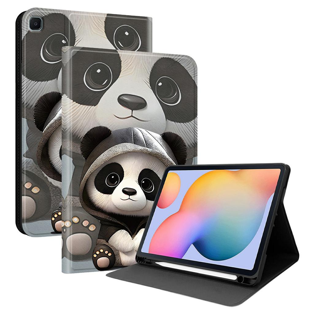 Pouzdro z PU kůže pro Samsung Galaxy Tab S6 Lite (2024) / Tab S6 Lite (2022) Potiskový kryt pro tablet se stojánkem a slotem na pero (Stylus není součástí balení)