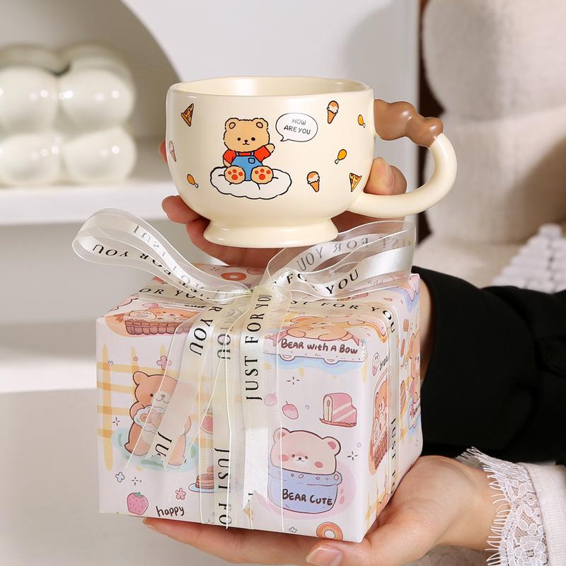 Creative Love Ceramic Cup Cute Bear Rabbit Coffee Cup Birthday Gift Creative Mug Business Event Gift