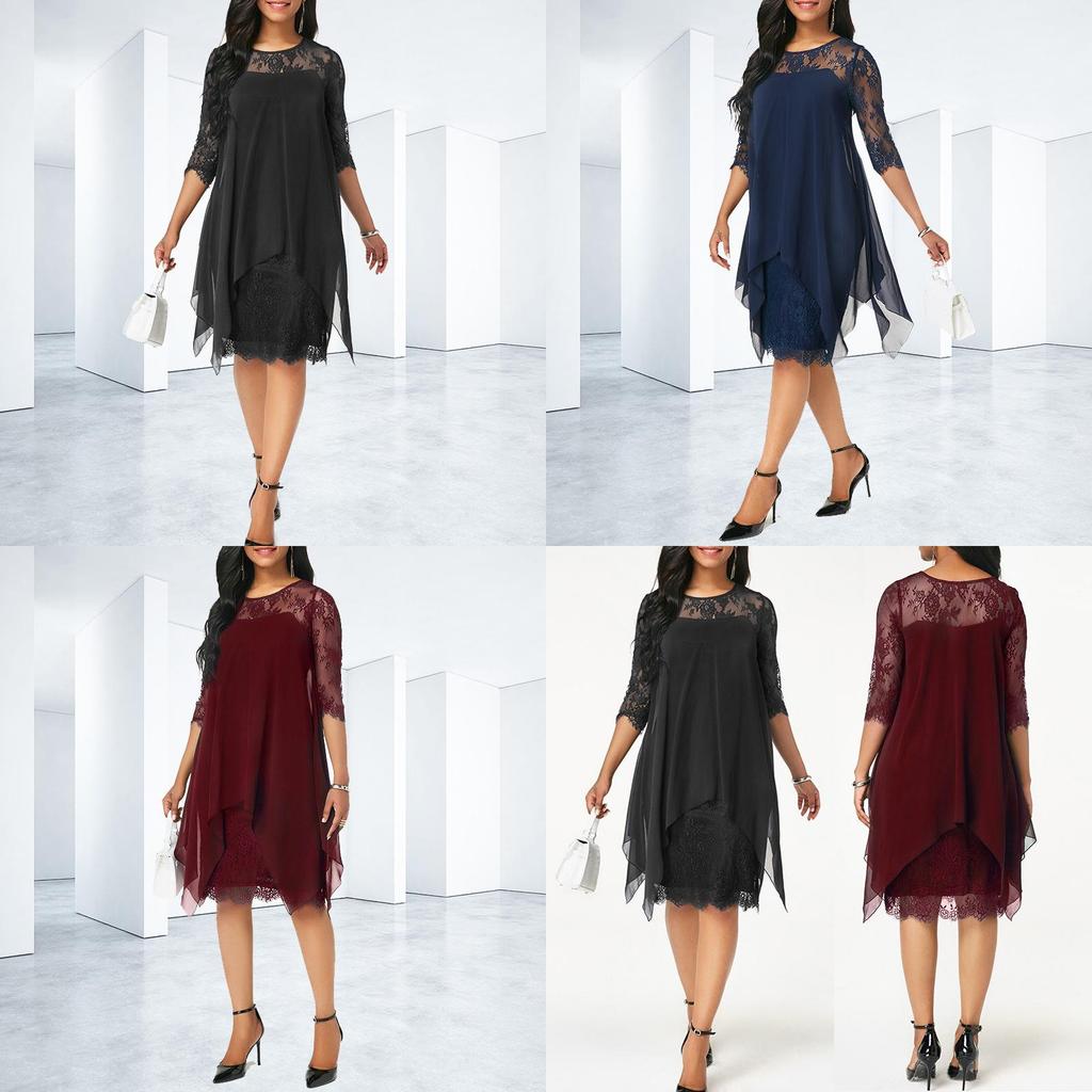 Stunning Plus Size Womens Long Lace Dress With Fashionable Overlay Design