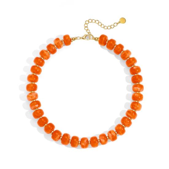 Klobiger Bunter Perlen-Choker Harzperlen-Halskette Boho Urlaubs-Halskette für Damen Tägliches Tragen Sommer Strandurlaub Schmuck