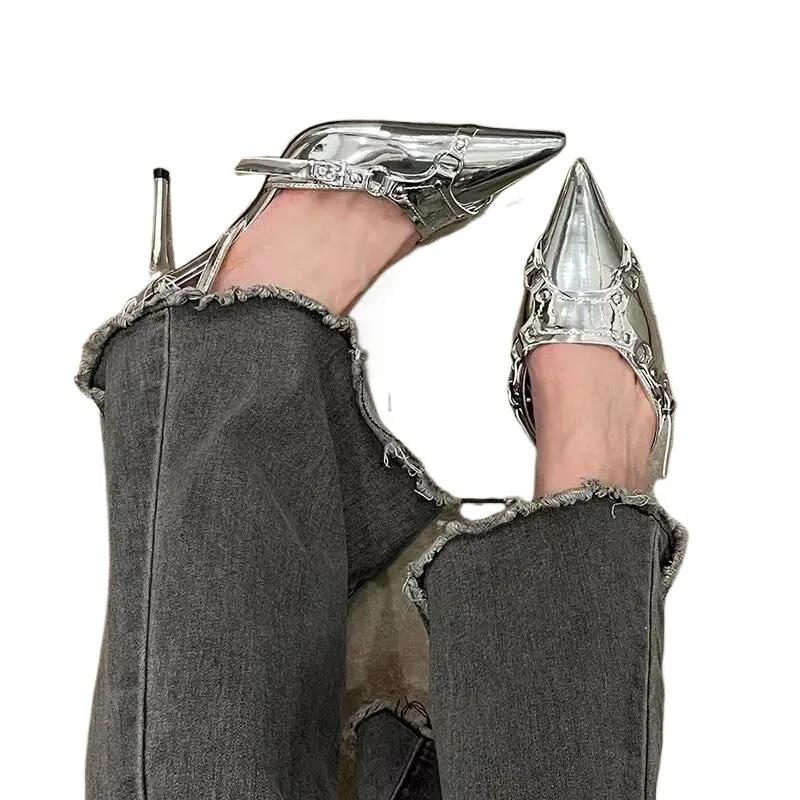 Fashion Shoes Female 2025 Slip on Women's High Heels Fashion Party Pumps Women Buckle Pointed Toe Shallow Thin Heels Outdoor Shoes Women